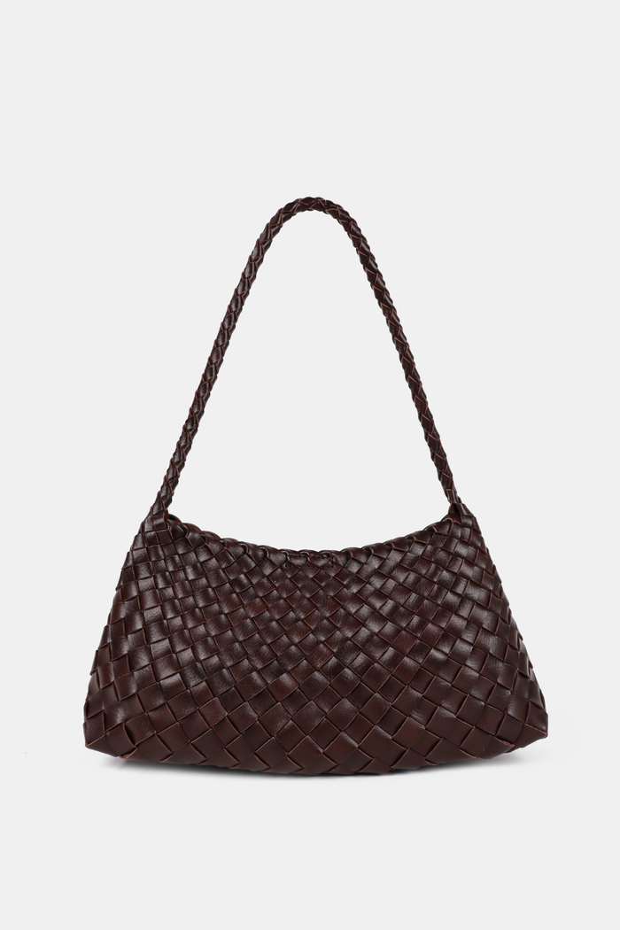Roselle Woven Shoulder Bag - Chocolate