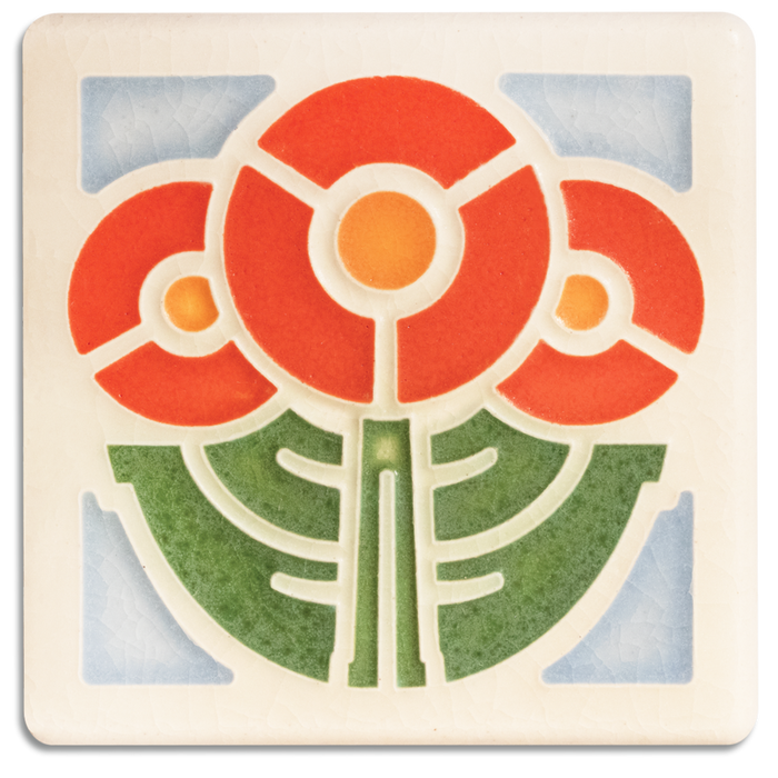 Round Flowers 4x4 art tile by Motawi