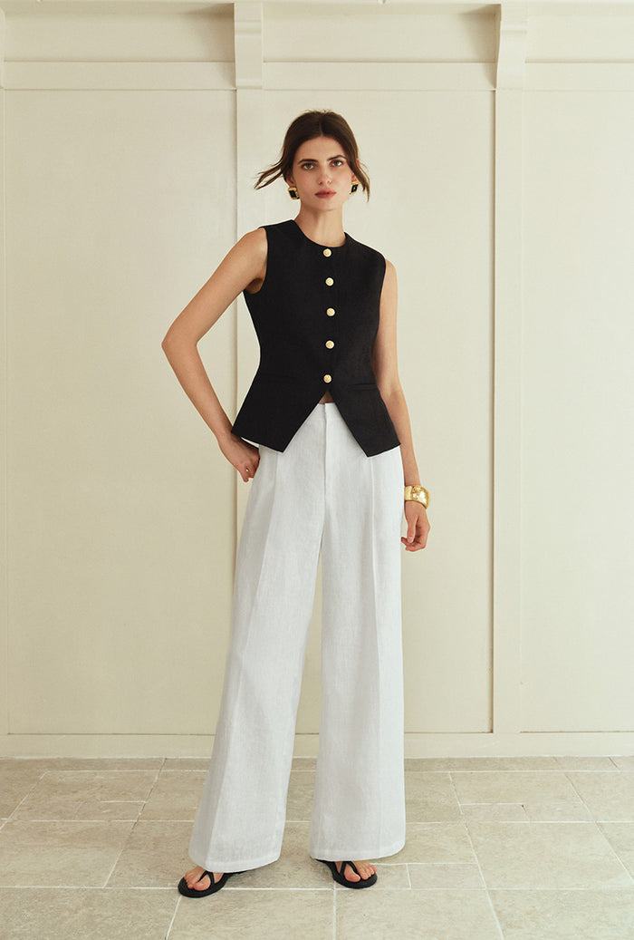 Petite Studio's Rozi Linen Vest in Black