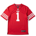 Nike San Francisco 49ers Deebo Samuel youth football jersey, size L, featuring team logo and player number, new with tags.