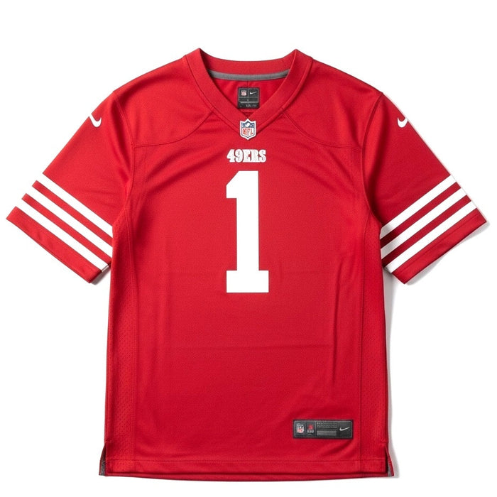 Nike San Francisco 49ers Deebo Samuel youth football jersey, size L, featuring team logo and player number, new with tags.
