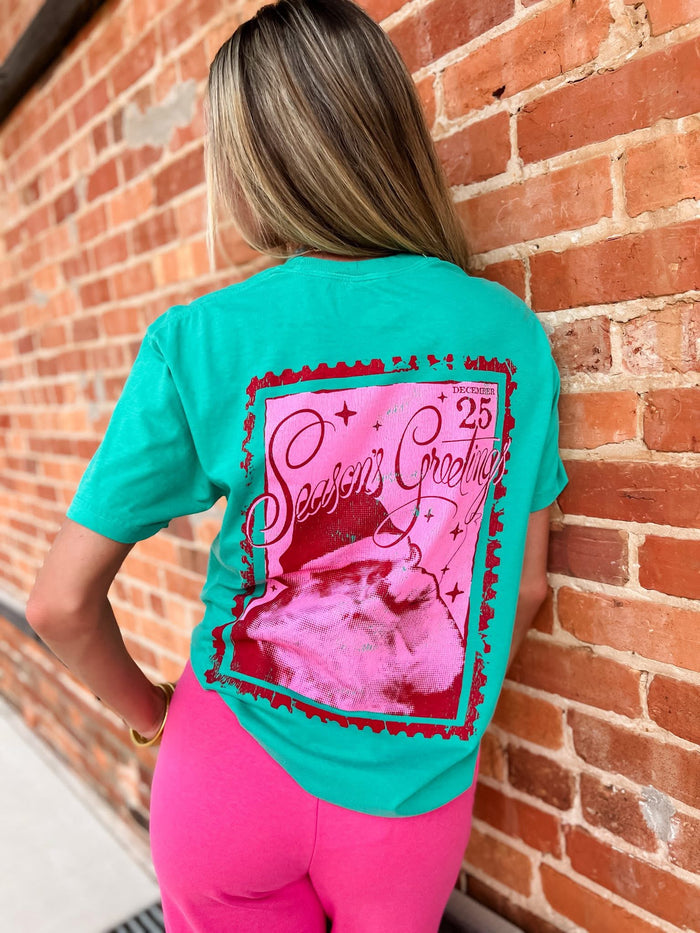 {SANTA'S STAMP OF APPROVAL} Caribbean Green Crew Neck Tee