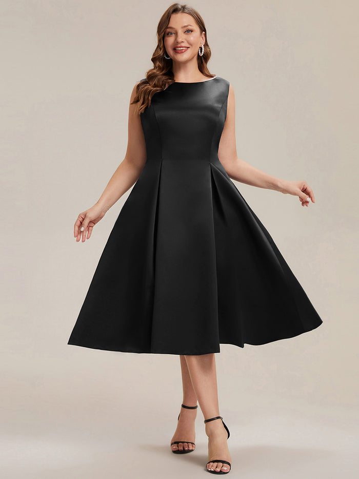 Satin Sleeveless Ball-Gown Wedding Guest Dress #color_Black