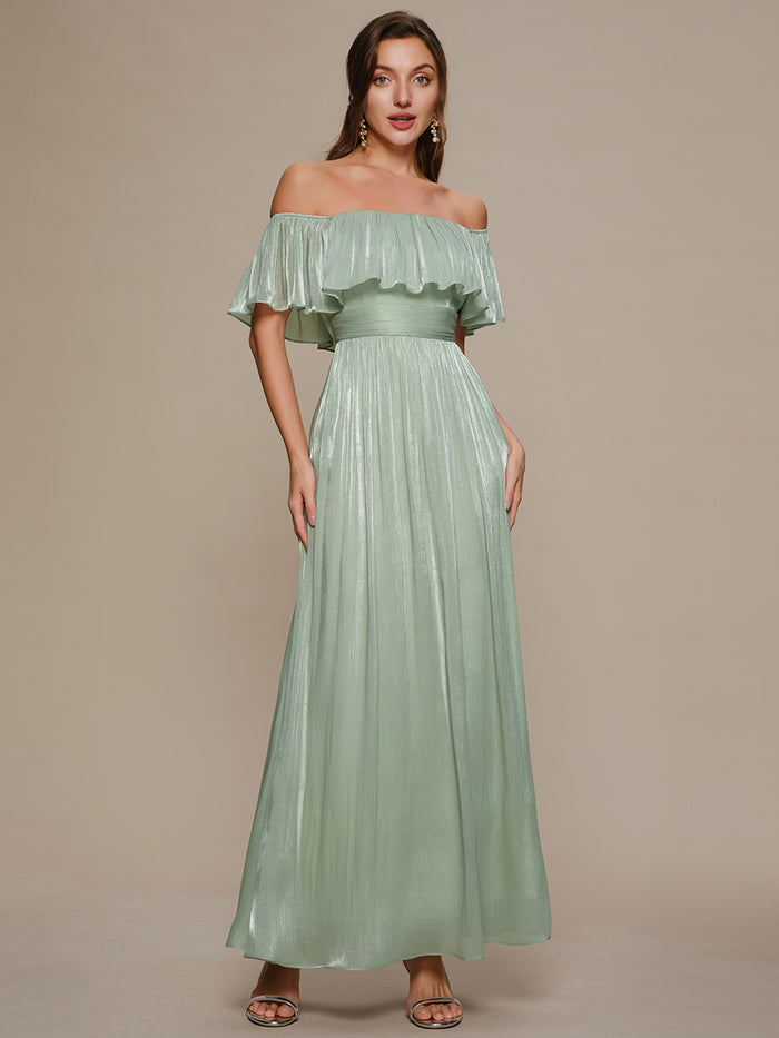 Sea-island Chiffon Drop Shoulder Sleeve A-Line Bridesmaid Dress #color_Mint Green