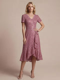 Sequin Lace Puff Sleeve Wedding Guest Dress #color_Purple Orchid