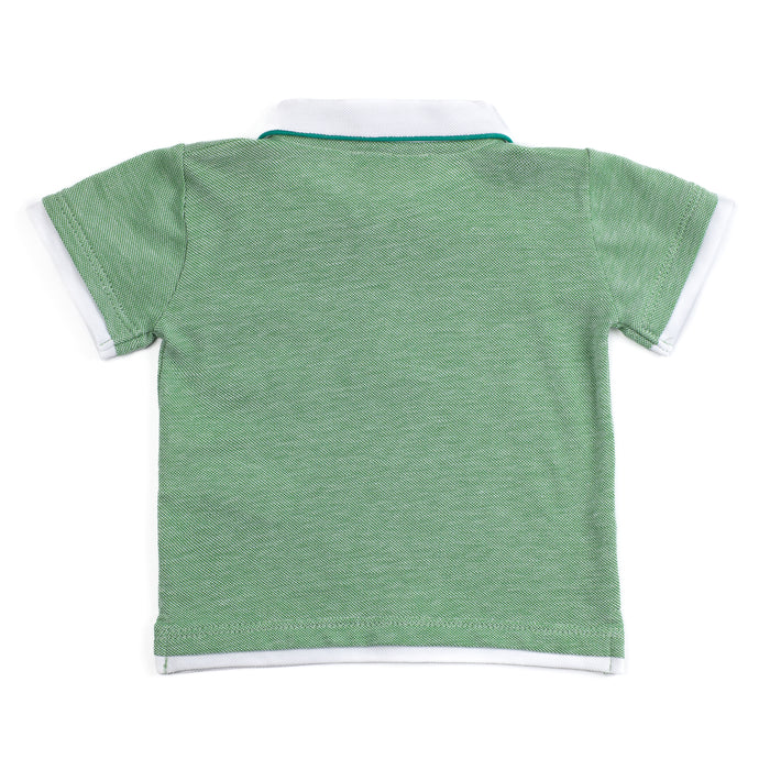 Green polo shirt on a white background