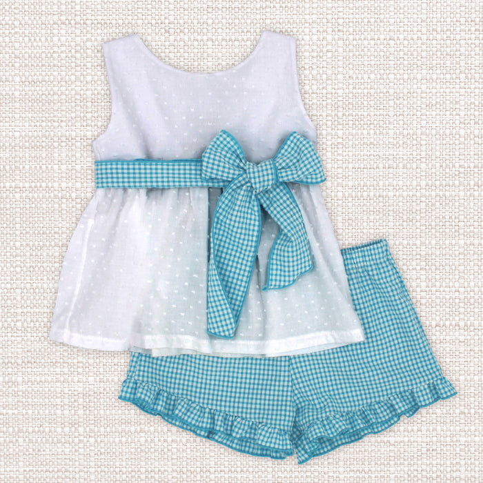 Short Set 'Checkered Fun' Turquoise