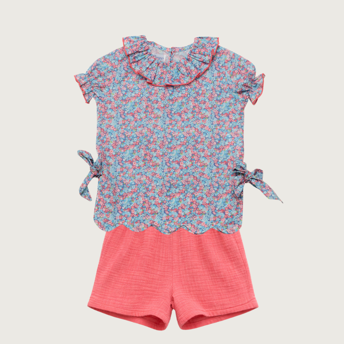 Short Set 'Floral Liberty' Coral