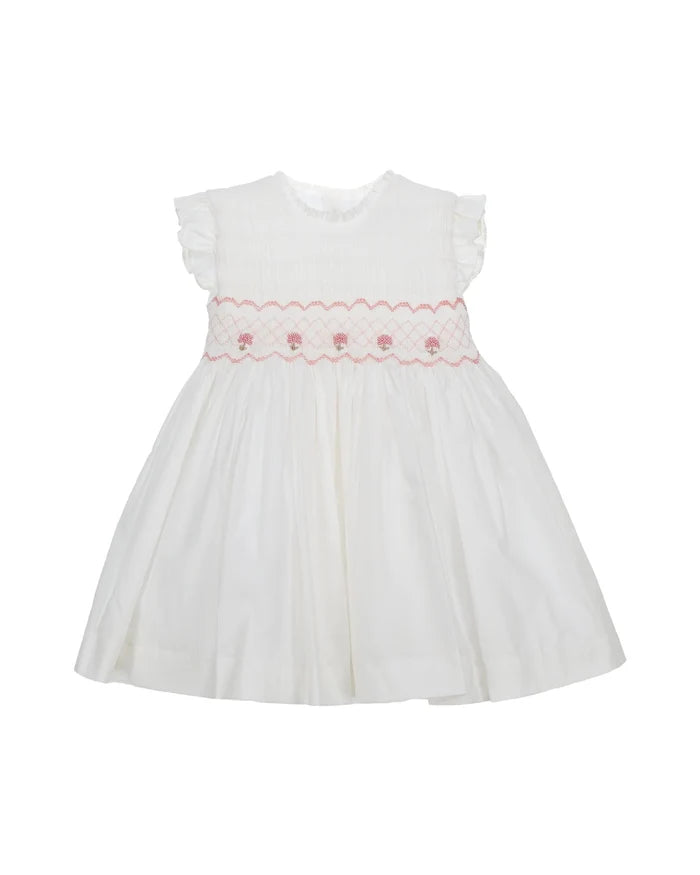 Smock Dress 'Think Pink' White