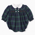 Smock Romper 'Tartan Green'