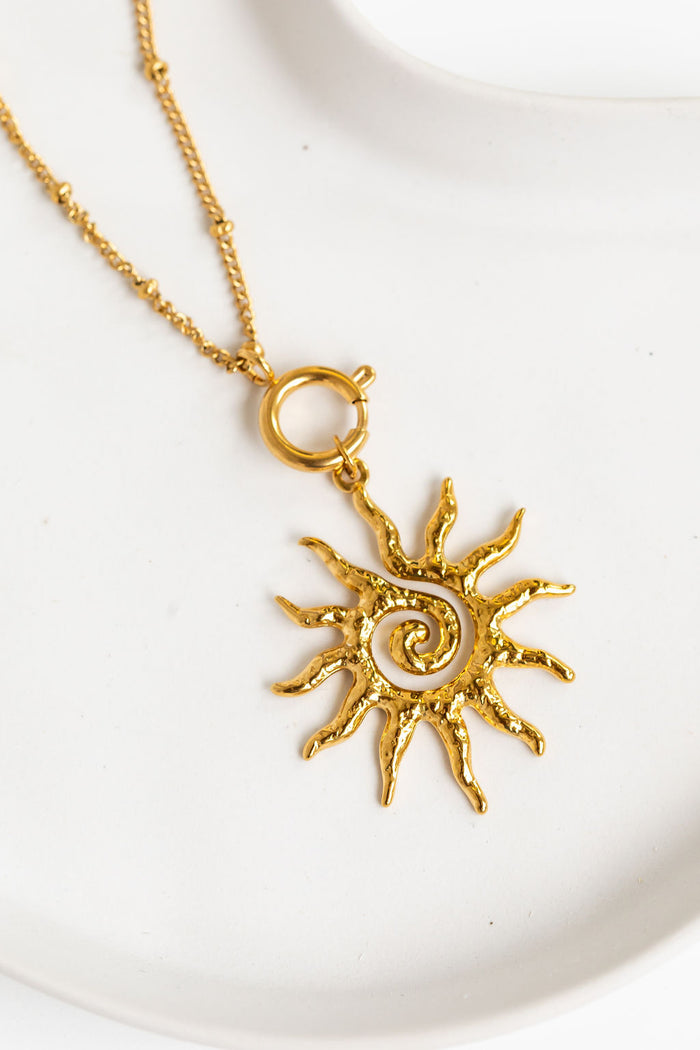 Soleil Sun Charm Necklace - Gold - The Self Styler