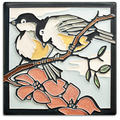 Spring Chickadees 6x6 art tile&nbsp;by Motawi handmade in Ann Arbor, Michigan.