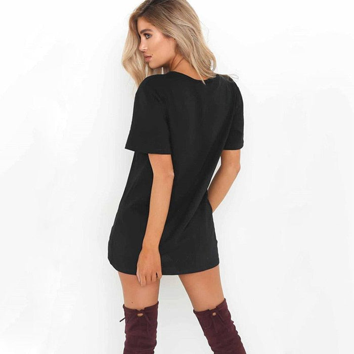 Women Summer T-Shirt Loose Short Sleeve TShirts Sexy V-Neck Cotton Tee Shirt - MyStoreLiving