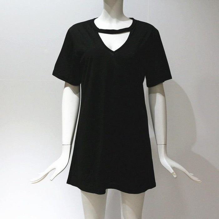 Women Summer T-Shirt Loose Short Sleeve TShirts Sexy V-Neck Cotton Tee Shirt - MyStoreLiving