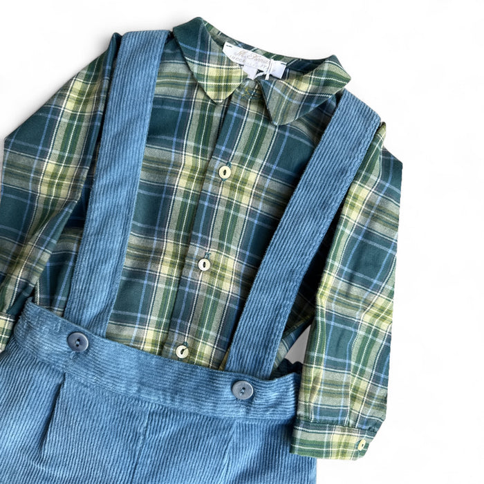 Suspender Set Green Tartan