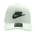 Nike Swoosh Flex performance cap in white, M/L size, with Nike logo, adjustable curved brim, and breathable fabric.