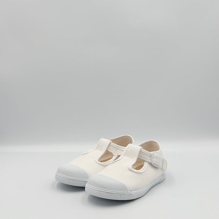 T- Strap 'Cap Toe' White