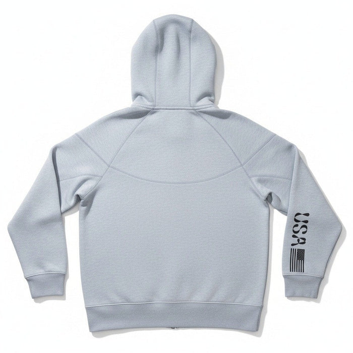 Nike Tech Fleece Windrunner hoodie in gray with Team USA Paralympic 2024 branding, featuring a sporty design and hooded style.