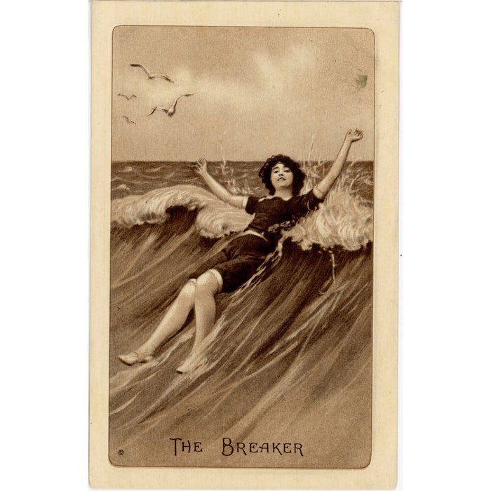 The Breaker - Bathing Beauty Photo Life Series No. 209 Vintage Postcard c. 1910s