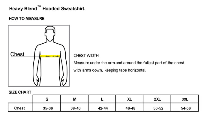 The Citadel, Atlanta Citadel Club, Heavy Blend™ Hooded Unisex Sweatshirt- Carolina Blue - Size Chart