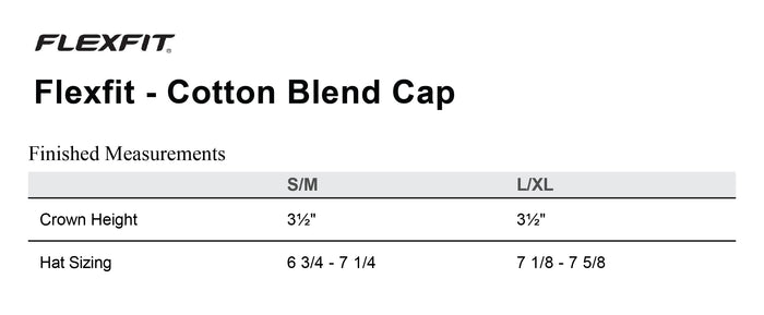 The Citadel, Big Red Flag,  Flexfit - Cotton Blend Cap- Finished Measurements