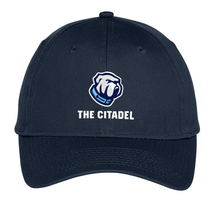 The Citadel Bulldog, Port & Co™ Youth Six-Panel Unstructured Twill Cap - Navy