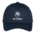 The Citadel Bulldog, Port & Co™ Youth Six-Panel Unstructured Twill Cap - Navy