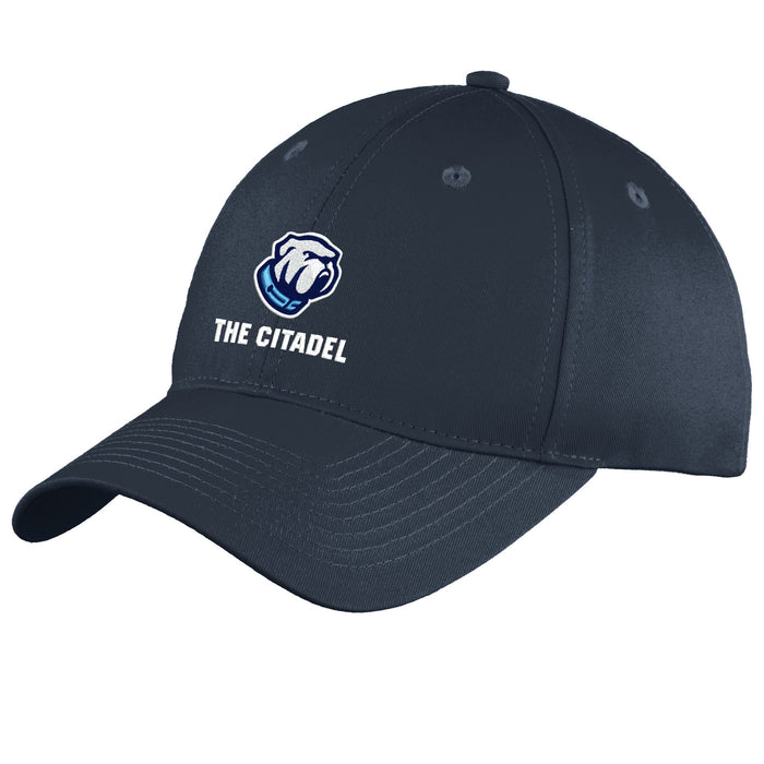 The Citadel Bulldog, Port & Co™ Youth Six-Panel Unstructured Twill Cap - Navy