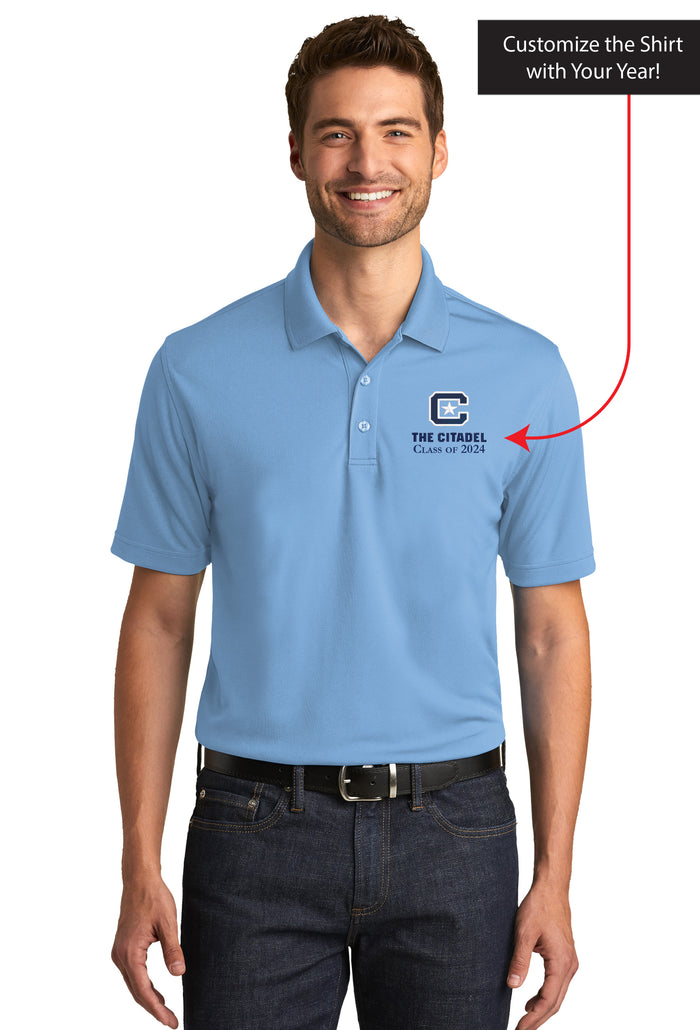 The Citadel, C Star, Customizable (Your Year), UV Micro-Mesh Polo Shirt - Carolina Blue