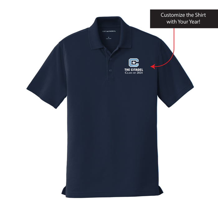 The Citadel, C Star, Customizable (Your Year), UV Micro-Mesh Polo Shirt - Navy