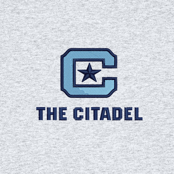 The Citadel, C Star Logo, Stanley/Stella Unisex Knoxer Crewneck Sweatshirt- Cool Heather Grey