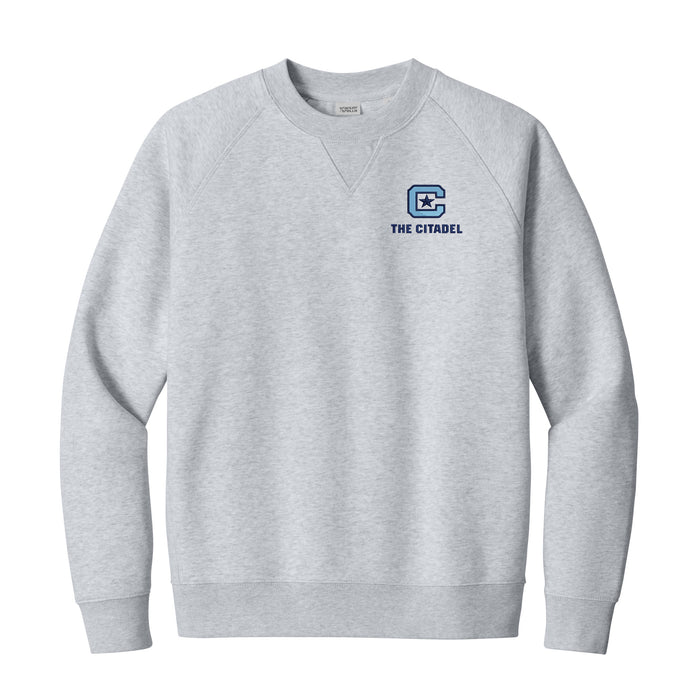The Citadel, C Star Logo, Stanley/Stella Unisex Knoxer Crewneck Sweatshirt- Cool Heather Grey