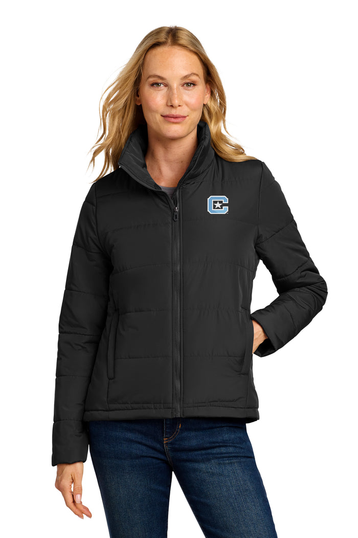 The Citadel, C Star, Port Authority® Women's Puffer Jacket - Black