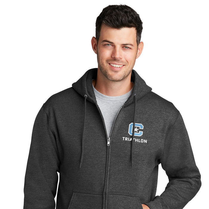 The Citadel, Club Sports - Triathlon, Core Fleece Full-Zip Hooded Sweatshirt - Dark Heather Grey