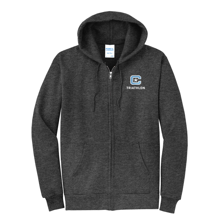 The Citadel, Club Sports - Triathlon, Core Fleece Full-Zip Hooded Sweatshirt - Dark Heather Grey