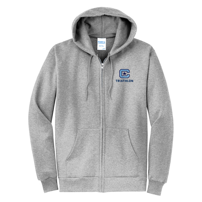 The Citadel, Club Sports - Triathlon, Core Fleece Full-Zip Hooded Sweatshirt - Ash