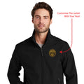 J337-The Citadel, Customizable (Your Year) Ring Bezel Design, Soft Shell Bomber Jacket- Black