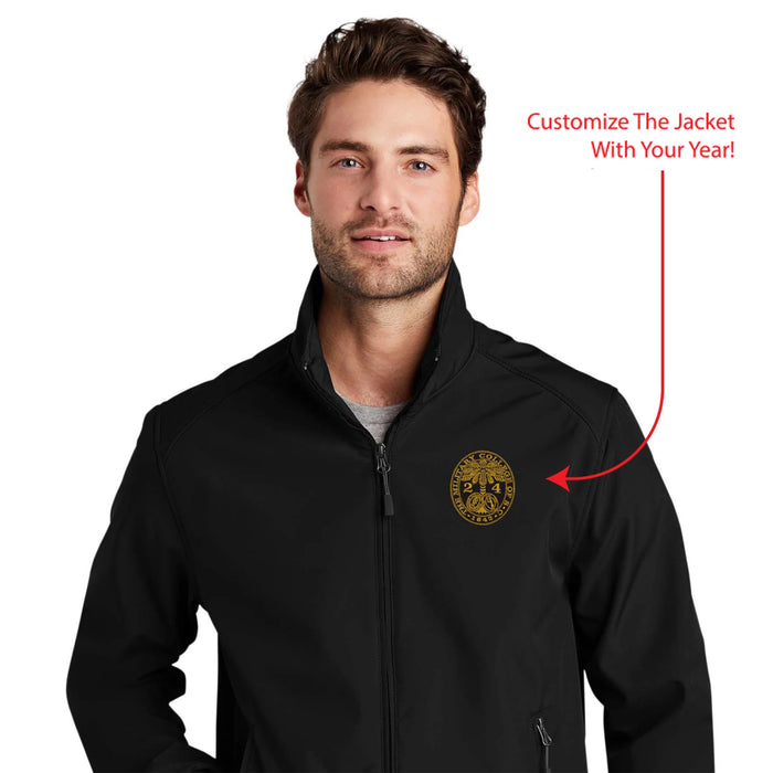 J337-The Citadel, Customizable (Your Year) Ring Bezel Design, Soft Shell Bomber Jacket- Black