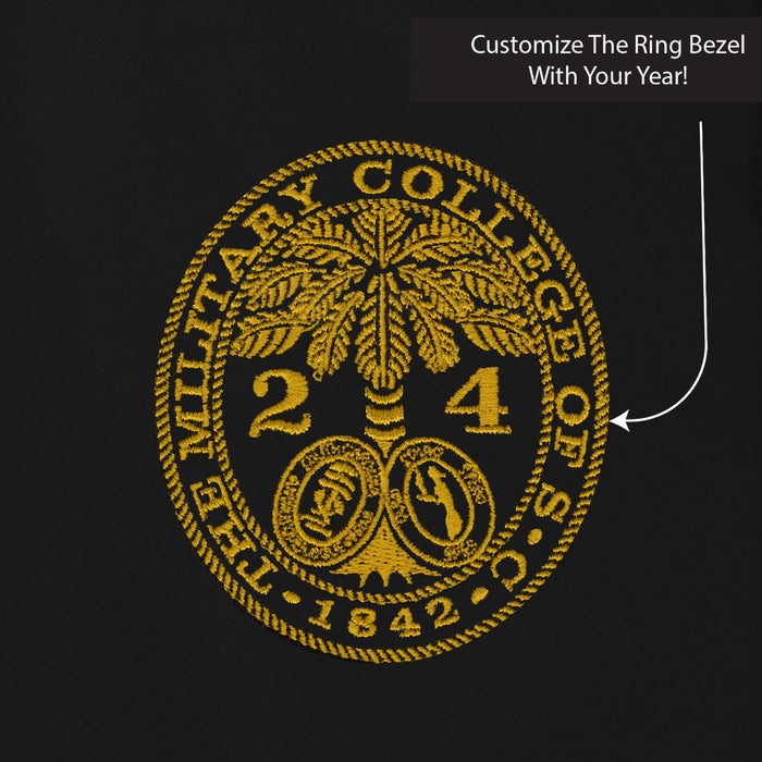 The Citadel, Customizable (Your Year) Ring Bezel Design, Soft Shell Bomber Jacket- Black