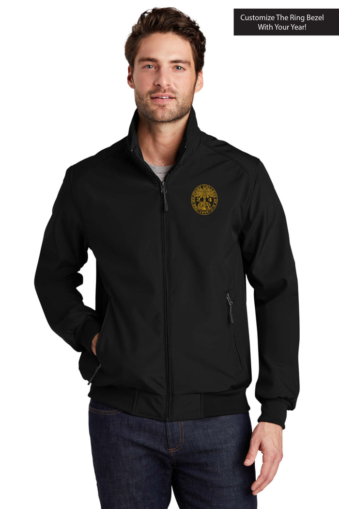 The Citadel, Customizable (Your Year) Ring Bezel Design, Soft Shell Bomber Jacket- Black