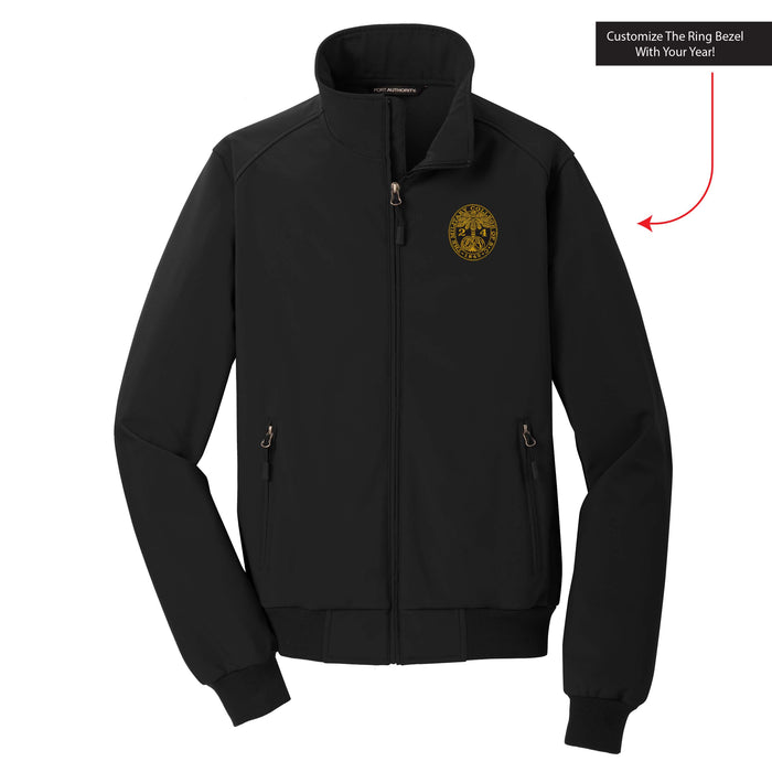 The Citadel, Customizable (Your Year) Ring Bezel Design, Soft Shell Bomber Jacket- Black