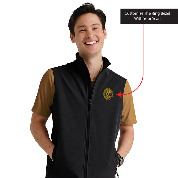 The Citadel, Customizable (Your Year) Embroidered Ring Bezel Design, Soft Shell Vest - Black
