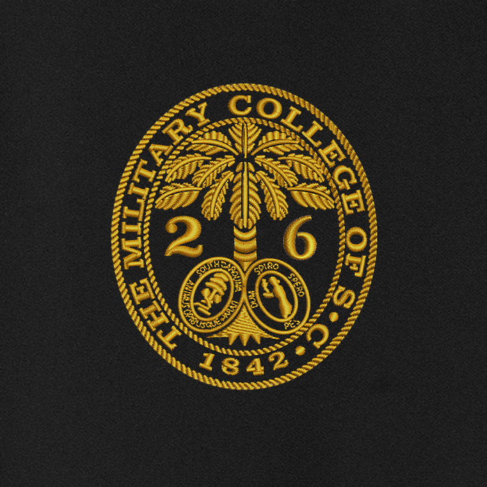 The Citadel, Customizable (Your Year) Embroidered Ring Bezel Design, Soft Shell Vest - Black