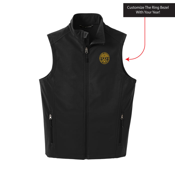 The Citadel, Customizable (Your Year) Embroidered Ring Bezel Design, Soft Shell Vest - Black