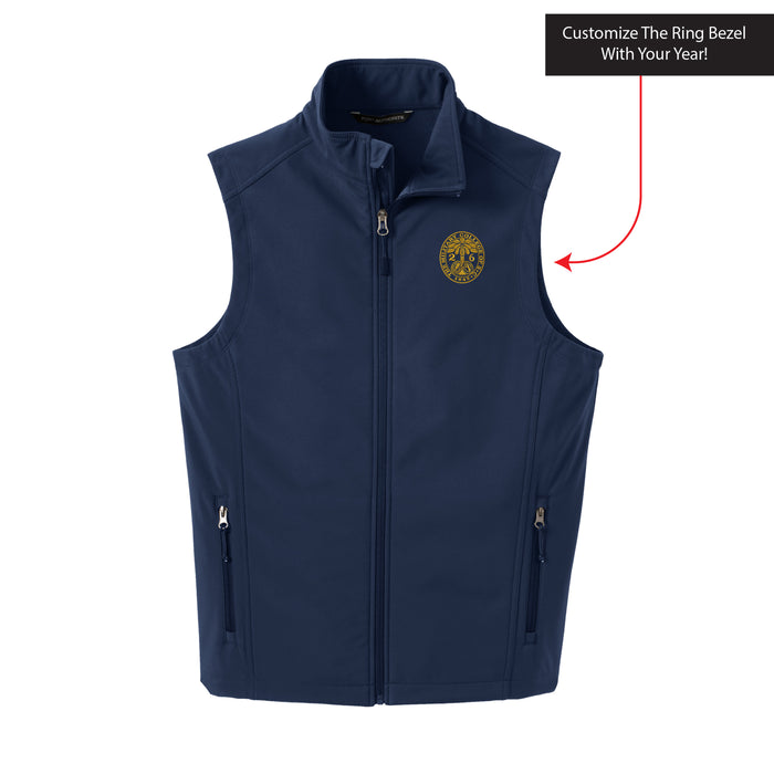 The Citadel, Customizable (Your Year) Embroidered Ring Bezel Design, Soft Shell Vest - Navy