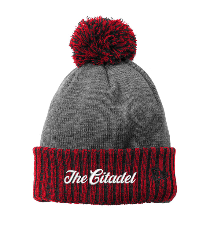 The Citadel, Embroidered, Limited Edition New Era® Colorblock Cuffed Beanie - red