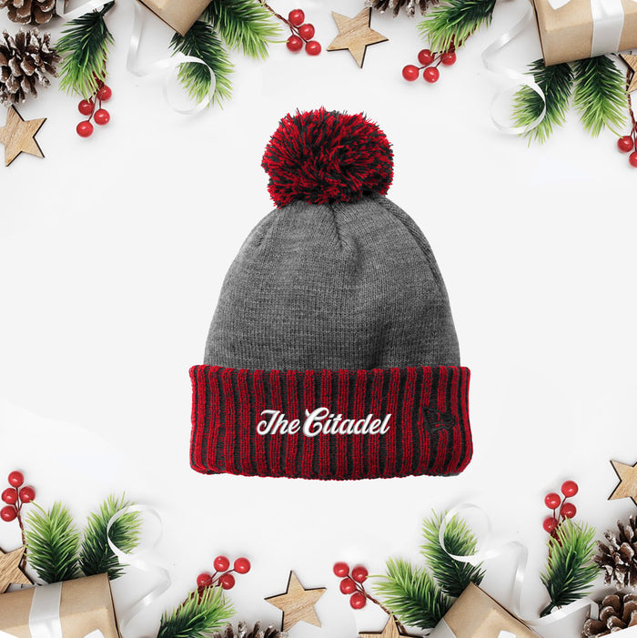 The Citadel, Embroidered, Limited Edition New Era® Colorblock Cuffed Beanie- Red
