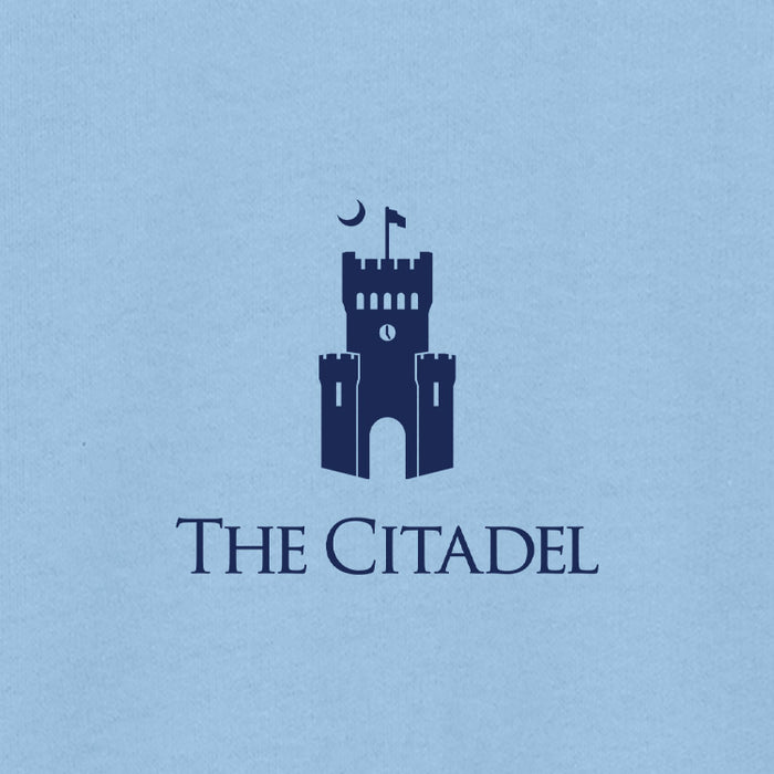 The Citadel, Barracks, 3D Effect Logo, Stanley/Stella Unisex Cruiser 2.0 Hooded Sweatshirt- Light Blue