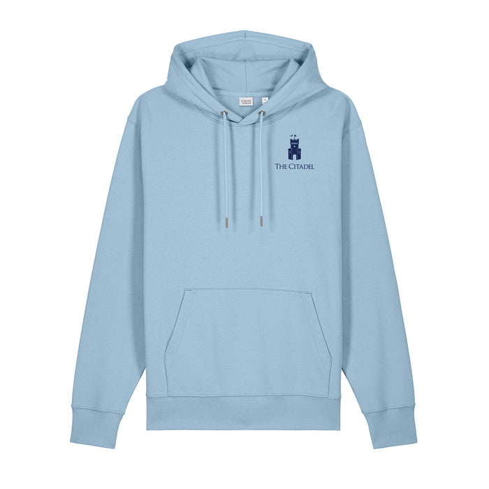 The Citadel, Barracks, 3D Effect Logo, Stanley/Stella Unisex Cruiser 2.0 Hooded Sweatshirt- Light Blue