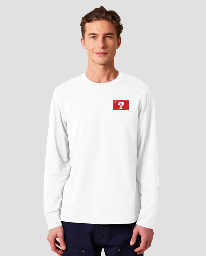 The Citadel, 3D Effect Big Red Flag, Stanley/Stella Unisex Creator 2.0 Long Sleeve T-Shirt - White
